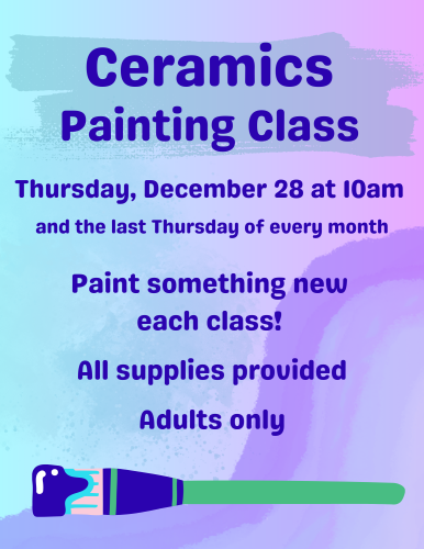 Ceramics painting class at the Key West Library on December 28 at 10am.