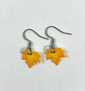 earrings that look like orange maple leaves