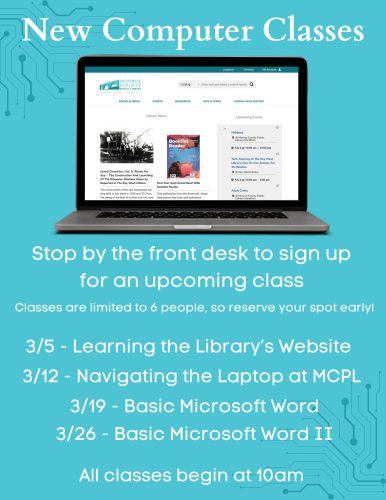 Computer classes in March 2024 at the Key West Library.
