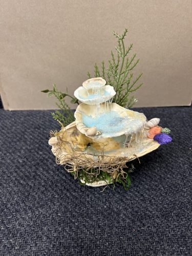 Shell Waterfall for Adult Crafting Corner on May 8th at the Key West Library.