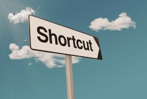 Directional sign reads shortcuts
