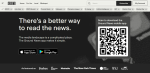 Page for Groundnews app. Text reads There's a better way to read the news. The media landscape is a complicated place. The Ground News App makes it simple.